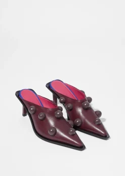 Perlenbesetzte Leder-Mules