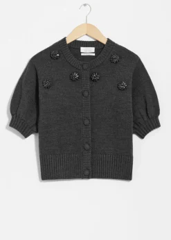 Perlenbesetzte Strickjacke aus Merinowolle