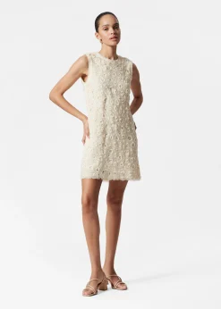 Perlenbesetztes Minikleid mit Tüll