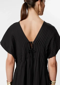 Plissiertes Midikleid mit Dolman-Ärmeln