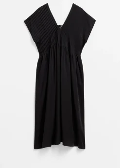 Plissiertes Midikleid mit Dolman-Ärmeln