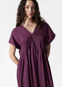 Plissiertes Midikleid mit Dolman-Ärmeln