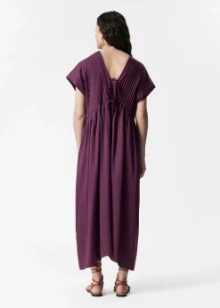 Plissiertes Midikleid mit Dolman-Ärmeln