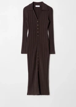 Rippstrick-Maxikleid aus Wolle