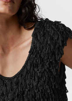 Rippstrickoberteil mit Fransen