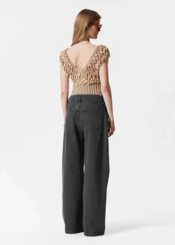 Rippstrickoberteil mit Fransen