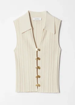Rippstrick-Tanktop mit Kragen