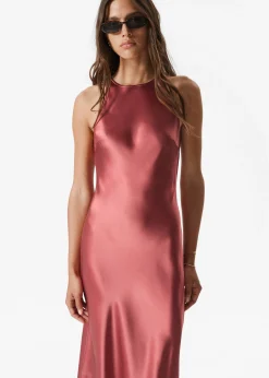 Ärmelloses Midikleid aus Satin