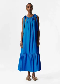 Ärmelloses Midikleid mit Raffungen