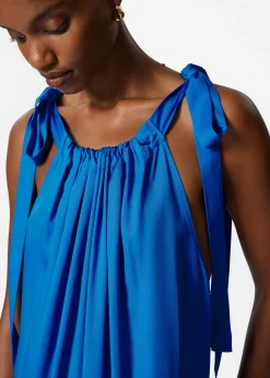 Ärmelloses Midikleid mit Raffungen