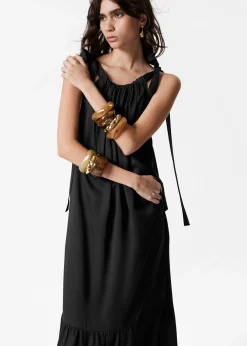 Ärmelloses Midikleid mit Raffungen