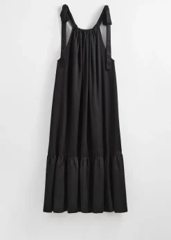 Ärmelloses Midikleid mit Raffungen