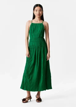 Ärmelloses Midikleid mit Raffungen