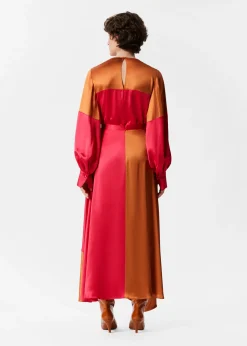 Satinbluse in Colour-Block-Optik