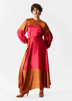 Satin-Midirock im Colour-Block-Design