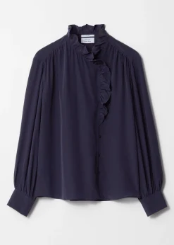 Seidenbluse mit Rüschen