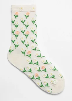 Socken mit Blumenstickerei