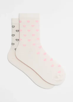 Socken mit Herzmotiv, 2er-Pack
