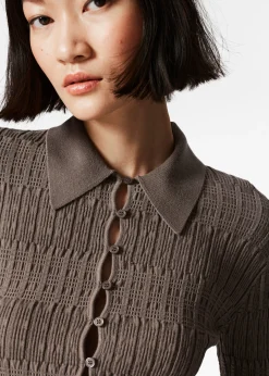 Strickjacke mit Kragen