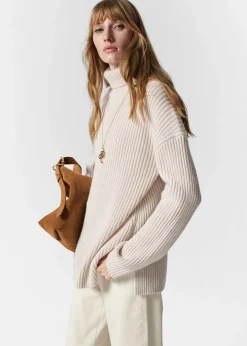 Strickpullover aus Wolle mit Rollkragen