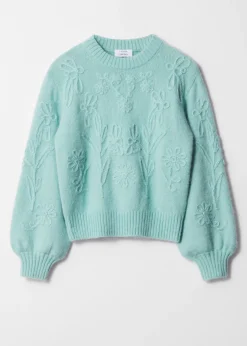 Strickpullover mit Blumenapplikation