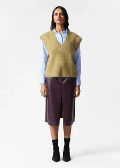 Strickweste mit V-Ausschnitt aus Mohair-Mix
