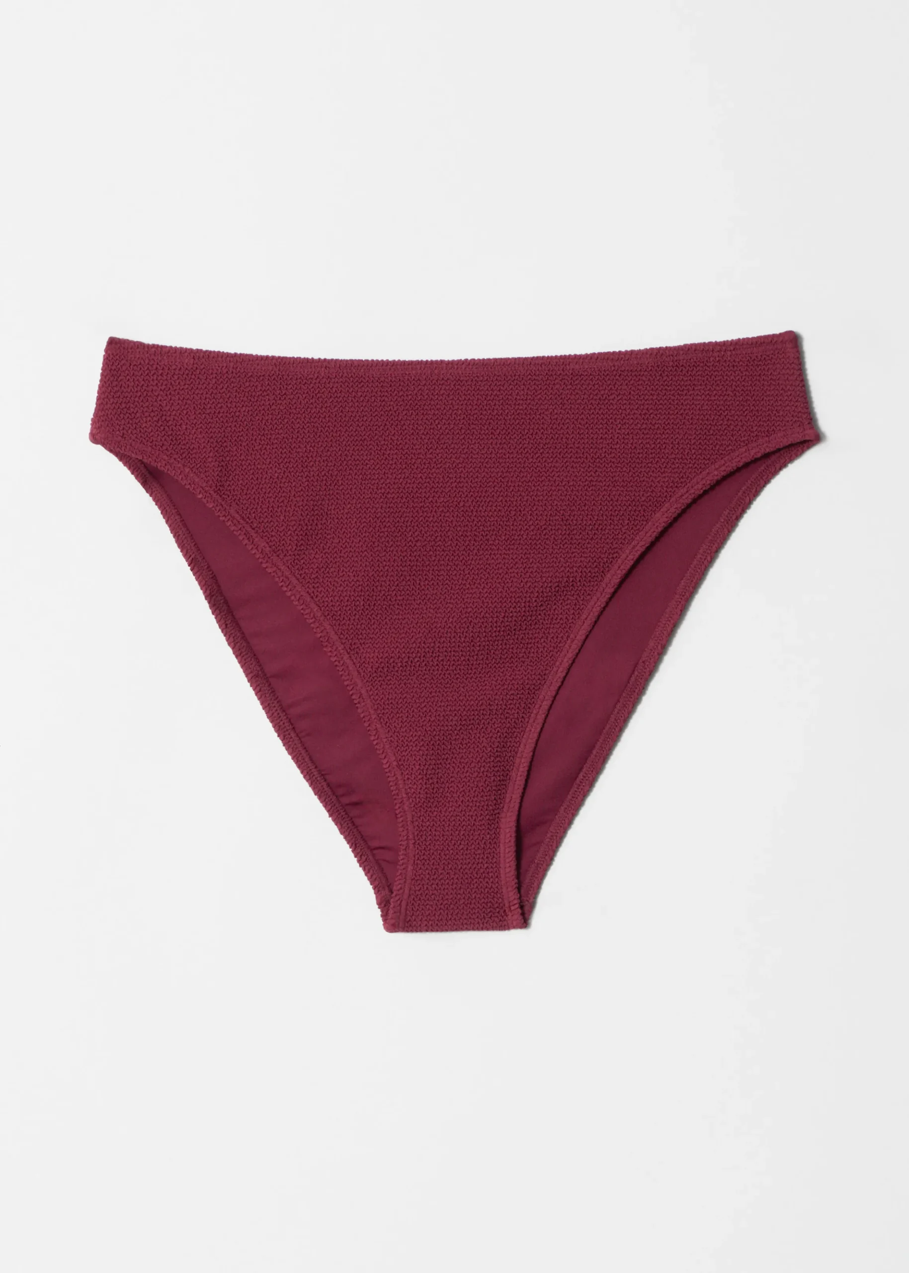 Strukturierte, hoch sitzende Bikinihose