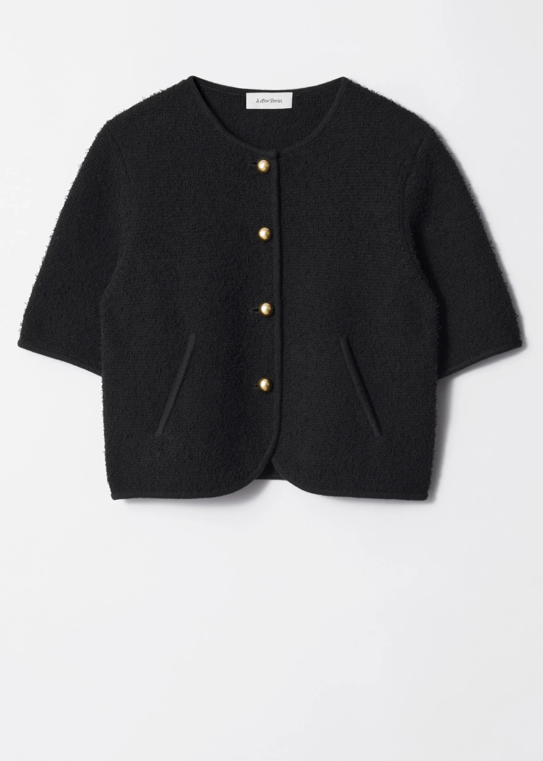 Strukturierte Strickjacke mit kurzen Ärmeln