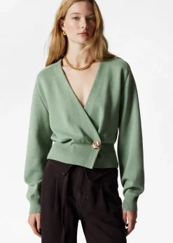 Taillierte Strickjacke in Wickeloptik
