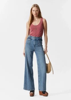 Tanktop mit Steppnähten