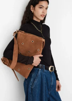 Tasche aus Veloursleder mit Ösen