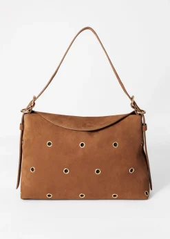 Tasche aus Veloursleder mit Ösen