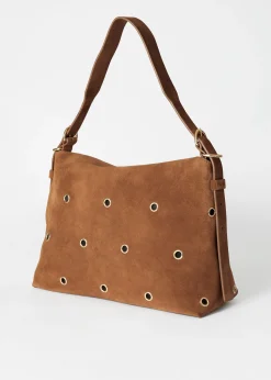 Tasche aus Veloursleder mit Ösen