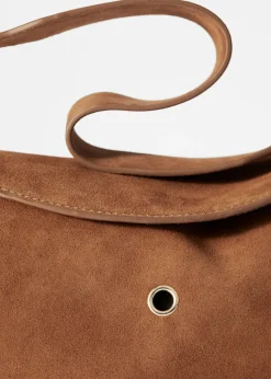 Tasche aus Veloursleder mit Ösen