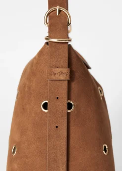 Tasche aus Veloursleder mit Ösen