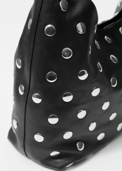 Tragetasche aus Leder mit Nieten