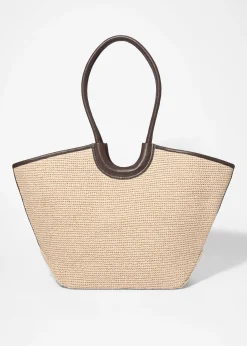 Tragetasche aus Stroh mit Lederdetail