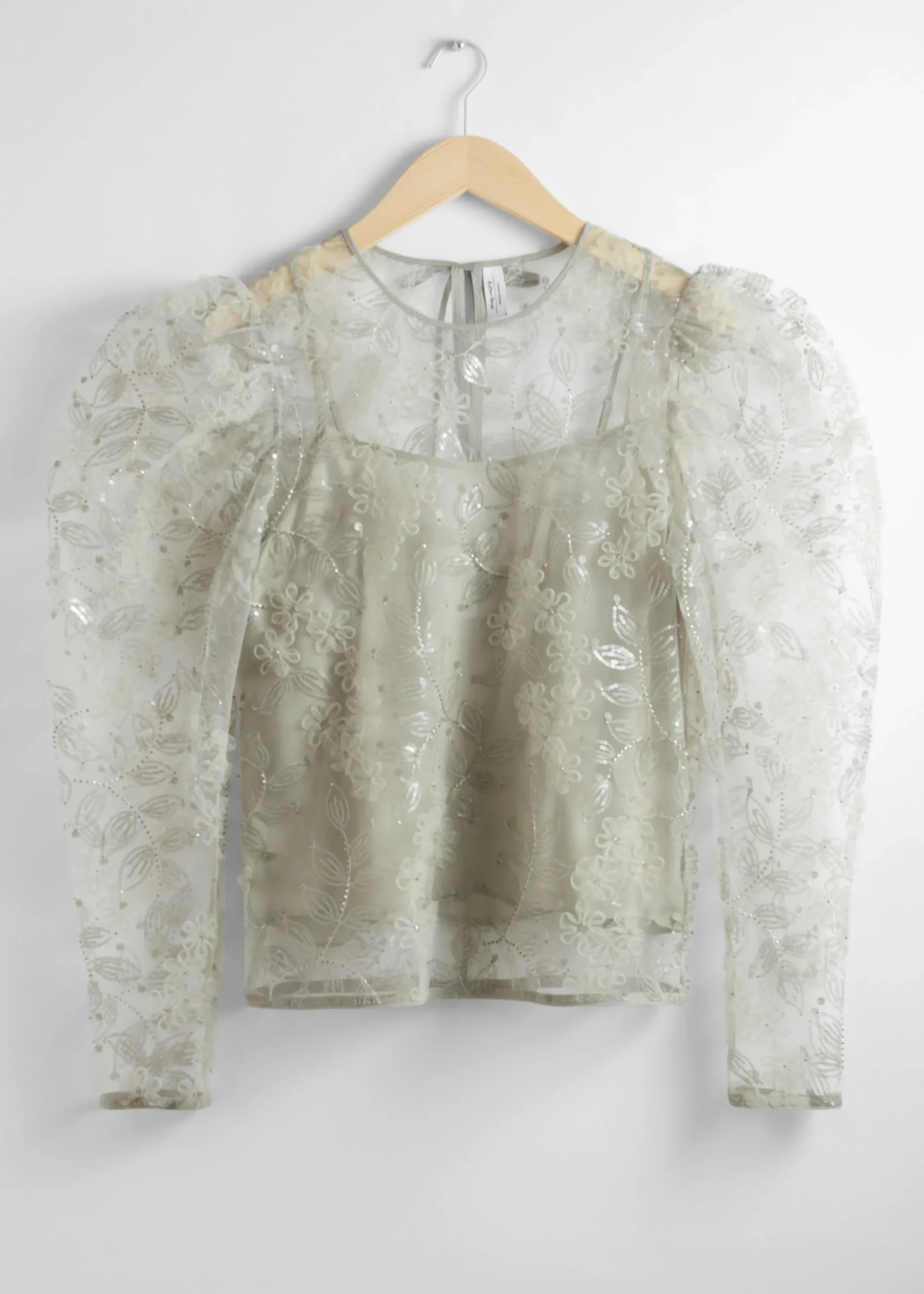 Transparente Organza-Bluse mit Stickerei