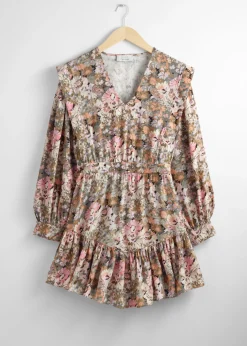 Voluminöses Minikleid mit V-Ausschnitt