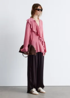 Wickelbluse mit Rüschen