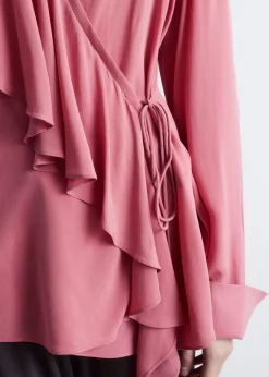 Wickelbluse mit Rüschen