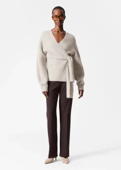 Wickel-Strickjacke aus Alpaka-Mix